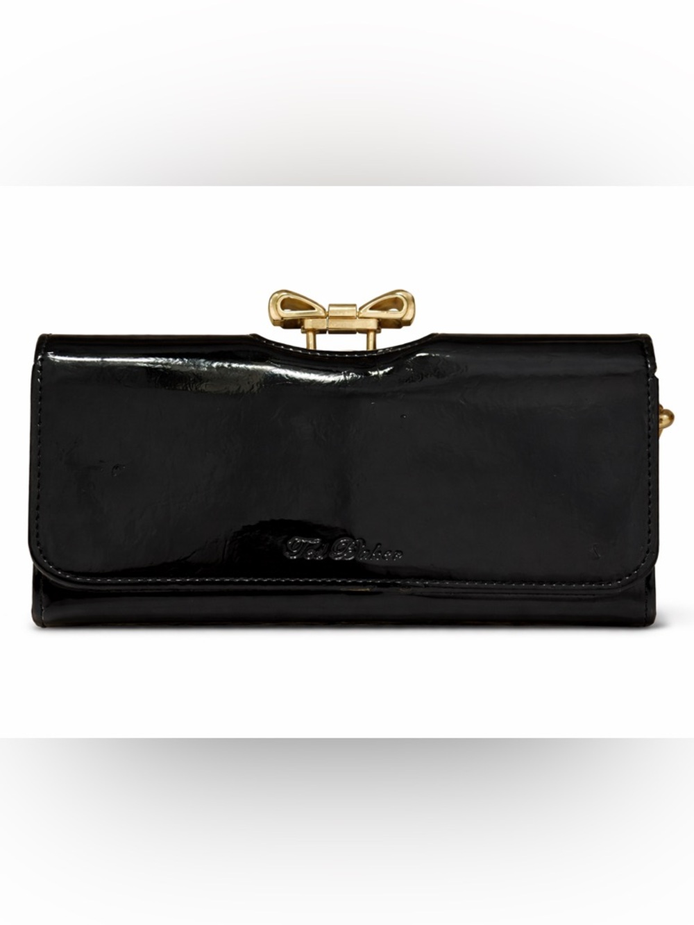 Ted Baker Black Patent Bow Clasp Wallet